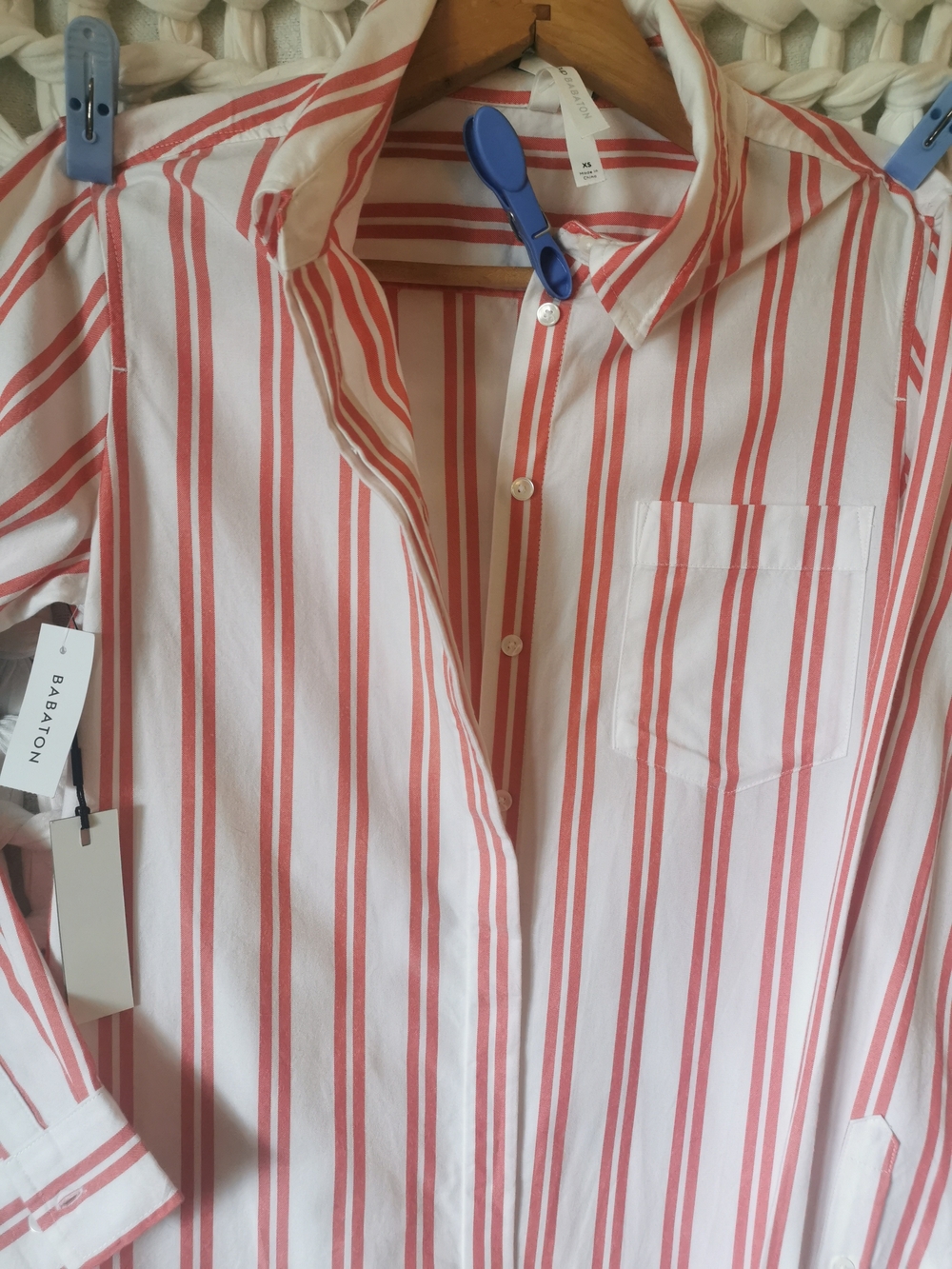 NWT Aritzia Babaton 100% Lyocell Striped Utility Button Down Shirt - XS